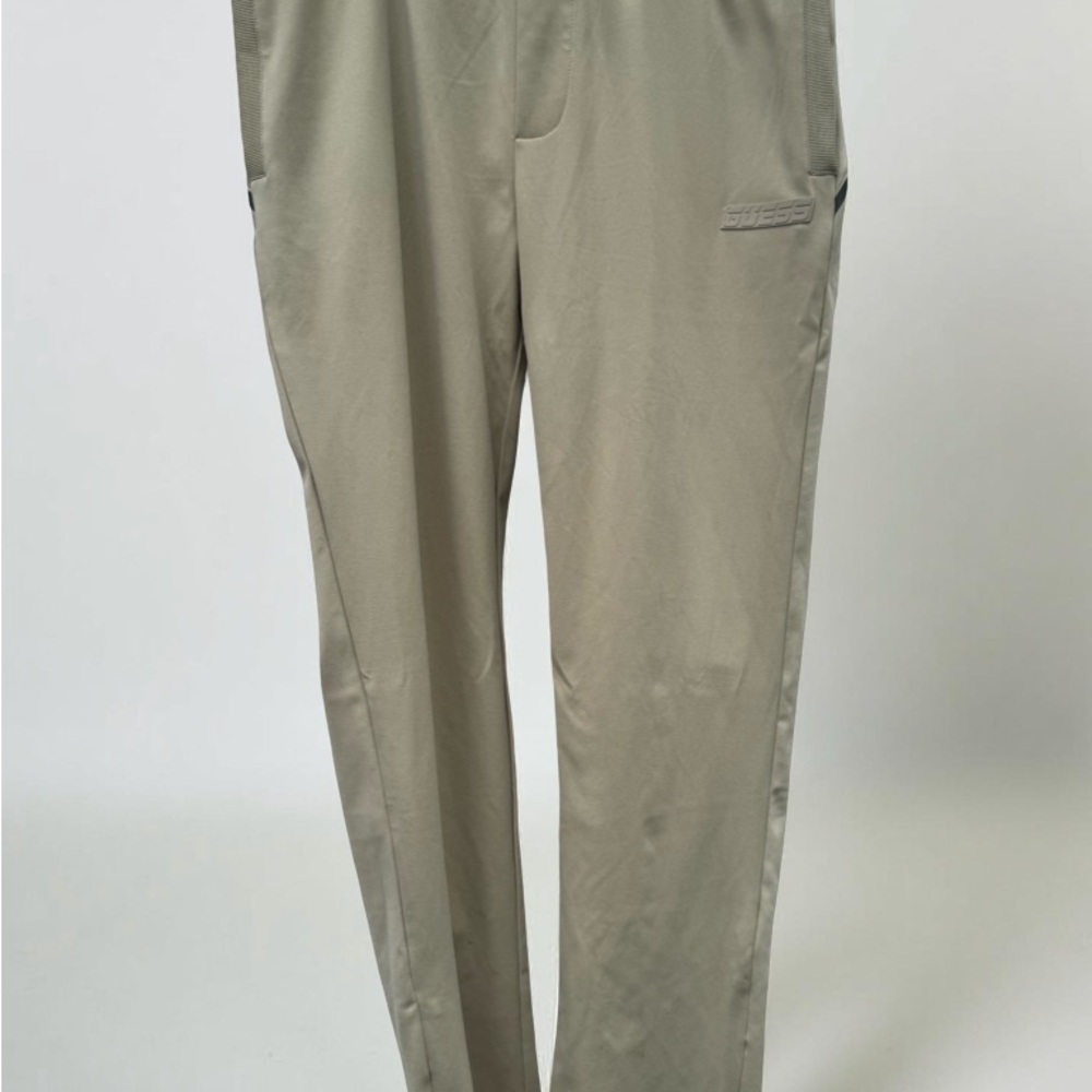 Guess Mens Stretch Pants Activewear XL (Tan Sweatpants Ankle Zip Drawstring)